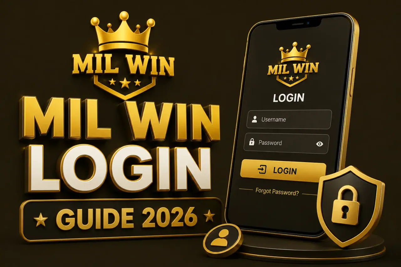 Signing in Phone showing the Mil Win login form beside a padlock and a security shield